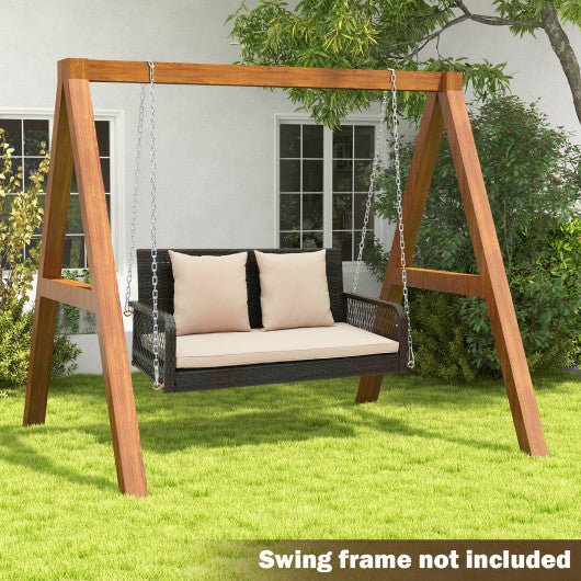  - 2 - Person Outdoor Wicker Porch Swing with Seat and Back Cushions - Outdoor Style Company