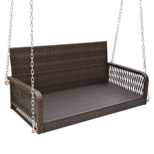  - 2 - Person Outdoor Wicker Porch Swing with Seat and Back Cushions - Outdoor Style Company