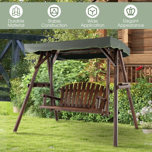  - 2 - Person Outdoor Wooden Porch Swing with an Adjustable Canopy - Outdoor Style Company