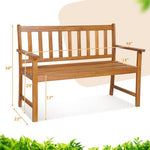  - 2 - Person Patio Acacia Wood Bench with Backrest and Armrests - Outdoor Style Company