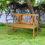  - 2 - Person Patio Acacia Wood Bench with Backrest and Armrests - Outdoor Style Company