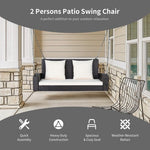  - 2 - Person Patio Rattan Porch Swing with Cushions - Outdoor Style Company