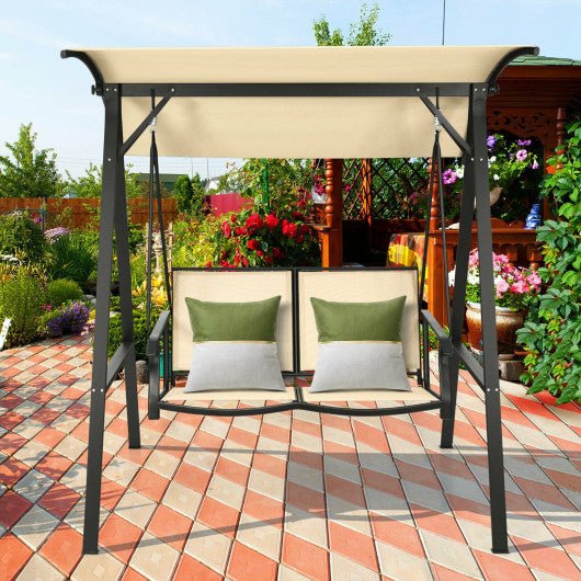  - 2 Person Patio Swing with Weather Resistant Glider and Adjustable Canopy - Outdoor Style Company