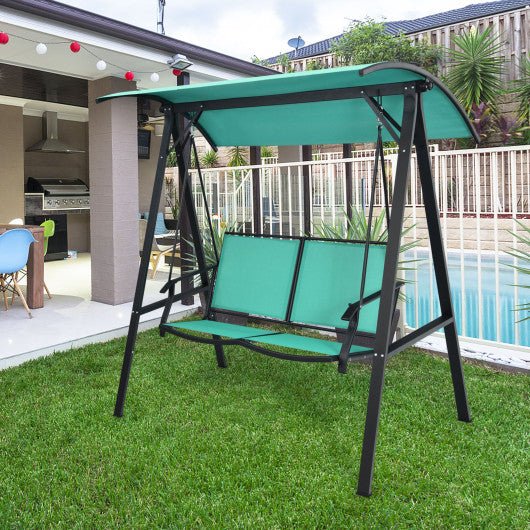  - 2 Person Patio Swing with Weather Resistant Glider and Adjustable Canopy - Outdoor Style Company