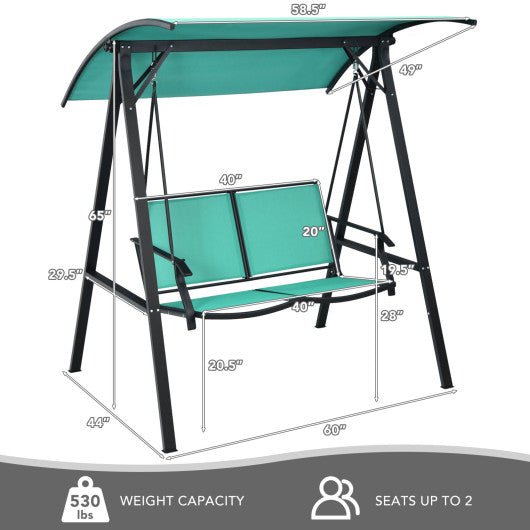  - 2 Person Patio Swing with Weather Resistant Glider and Adjustable Canopy - Outdoor Style Company