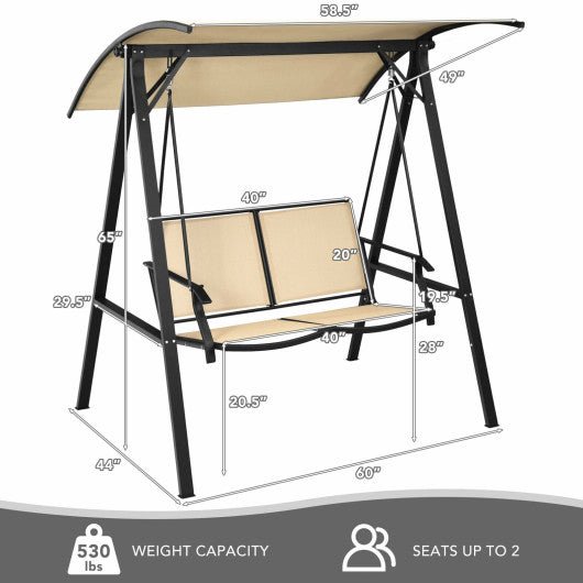  - 2 Person Patio Swing with Weather Resistant Glider and Adjustable Canopy - Outdoor Style Company