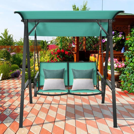  - 2 Person Patio Swing with Weather Resistant Glider and Adjustable Canopy - Outdoor Style Company