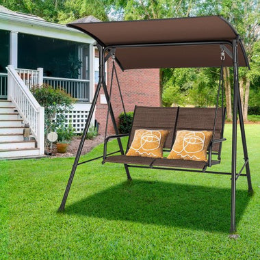  - 2 Person Porch Swing with Adjustable Canopy and Padded Seat - Outdoor Style Company