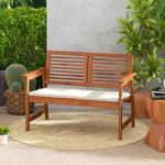  - 2 - Person Solid Wood Patio Bench with Backrest and Cushion - Outdoor Style Company