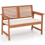  - 2 - Person Solid Wood Patio Bench with Backrest and Cushion - Outdoor Style Company