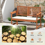  - 2 - Person Solid Wood Patio Bench with Backrest and Cushion - Outdoor Style Company