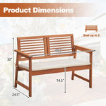  - 2 - Person Solid Wood Patio Bench with Backrest and Cushion - Outdoor Style Company