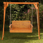  - 2 - Person Wooden Porch Swing with Hanging Chains for Garden Yard - Outdoor Style Company