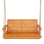  - 2 - Person Wooden Porch Swing with Hanging Chains for Garden Yard - Outdoor Style Company