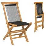  - 2 Piece Indonesia Teak Patio Folding Chairs with Woven Rope Seat and Back for Porch Backyard Poolside - Outdoor Style Company