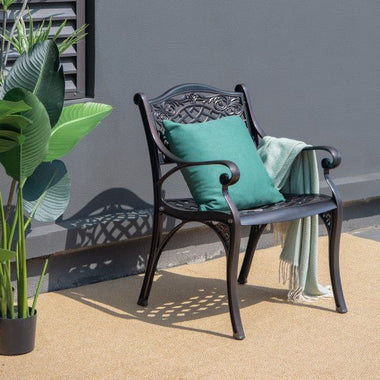  - 2 - Piece Outdoor Cast Aluminum Chairs with Armrests and Curved Seats - Outdoor Style Company