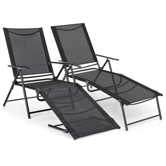  - 2 Piece Patio Folding Chaise Lounge Chairs Recliner with 6 - Level Backrest - Outdoor Style Company