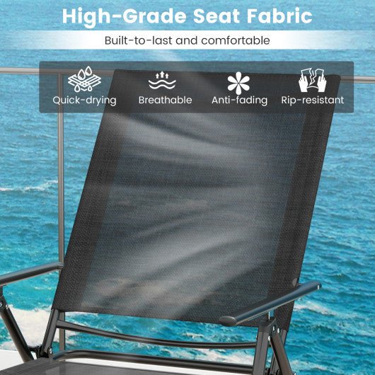  - 2 Piece Patio Folding Chaise Lounge Chairs Recliner with 6 - Level Backrest - Outdoor Style Company