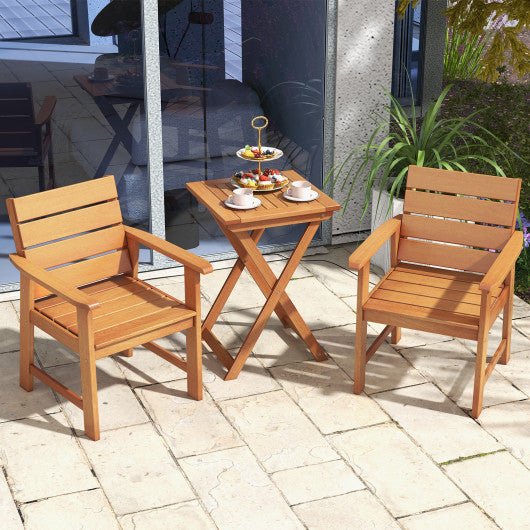  - 2 Piece Patio Hardwood Chair with Slatted Seat and Inclined Backrest - Outdoor Style Company