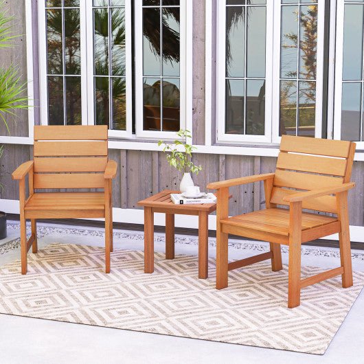  - 2 Piece Patio Hardwood Chair with Slatted Seat and Inclined Backrest - Outdoor Style Company