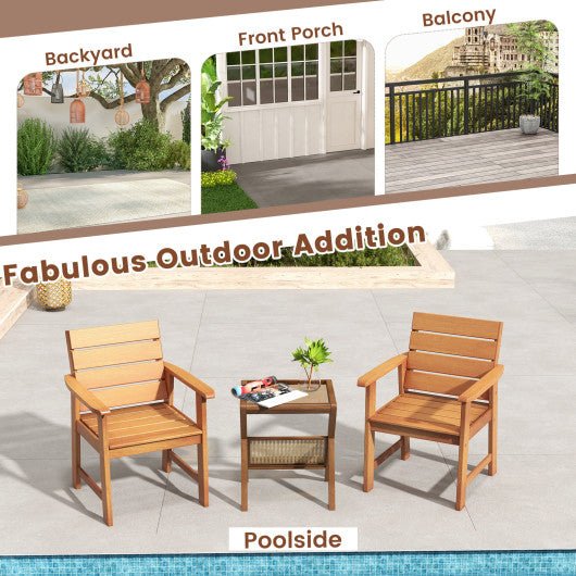  - 2 Piece Patio Hardwood Chair with Slatted Seat and Inclined Backrest - Outdoor Style Company