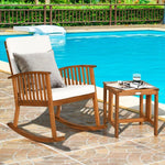  - 2 Pieces Acacia Wood Patio Rocking Chair Table Set - Outdoor Style Company