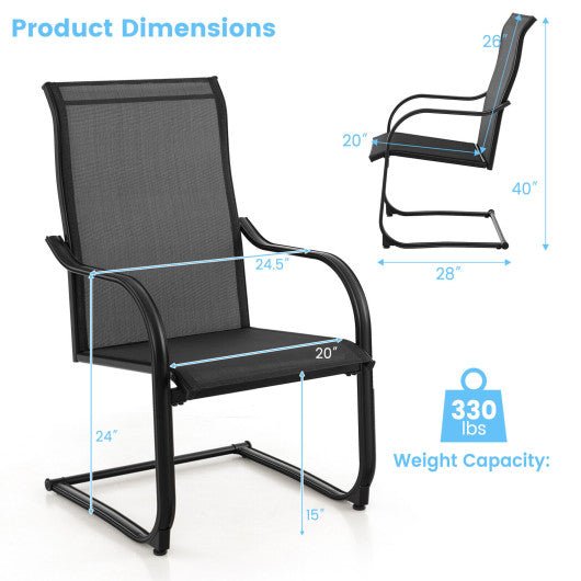  - 2 Pieces C - Spring Motion Patio Dining Chairs with Breathable Fabric - Outdoor Style Company