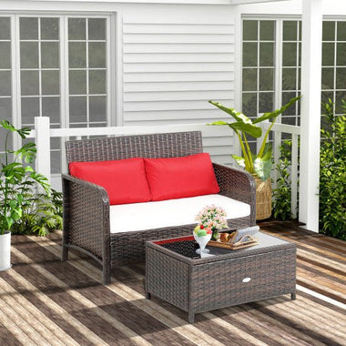  - 2 Pieces Cushioned Patio Rattan Furniture Set - Outdoor Style Company