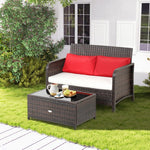  - 2 Pieces Cushioned Patio Rattan Furniture Set - Outdoor Style Company