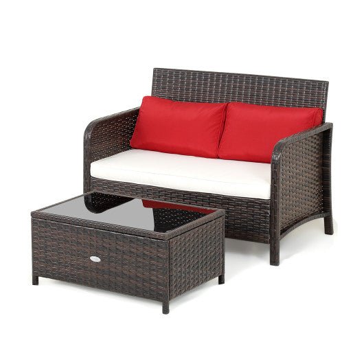  - 2 Pieces Cushioned Patio Rattan Furniture Set - Outdoor Style Company