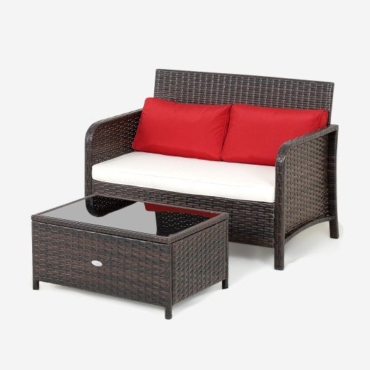  - 2 Pieces Cushioned Patio Rattan Furniture Set - Outdoor Style Company