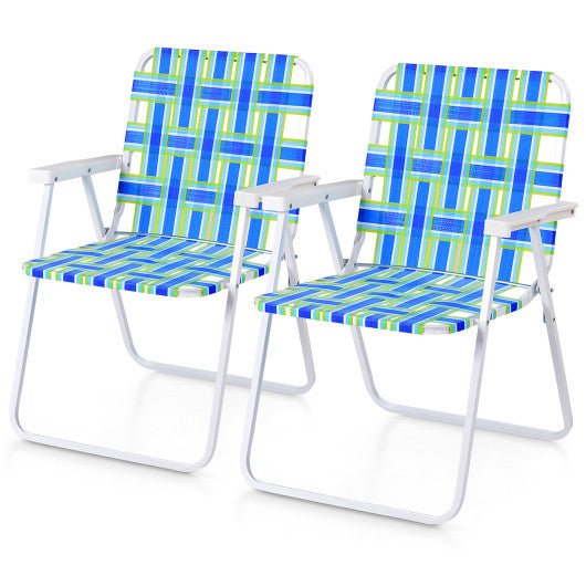  - 2 Pieces Folding Beach Chair Camping Lawn Webbing Chair - Outdoor Style Company