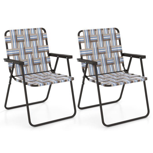  - 2 Pieces Folding Beach Chair Camping Lawn Webbing Chair - Outdoor Style Company