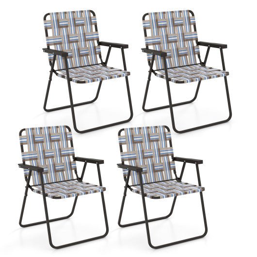  - 2 Pieces Folding Beach Chair Camping Lawn Webbing Chair - Outdoor Style Company