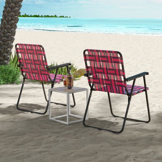  - 2 Pieces Folding Beach Chair Camping Lawn Webbing Chair - Outdoor Style Company