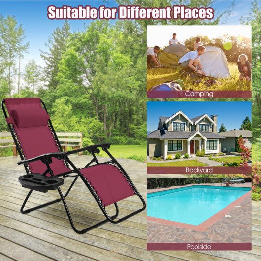  - 2 Pieces Folding Recliner Zero Gravity Lounge Chair - Outdoor Style Company