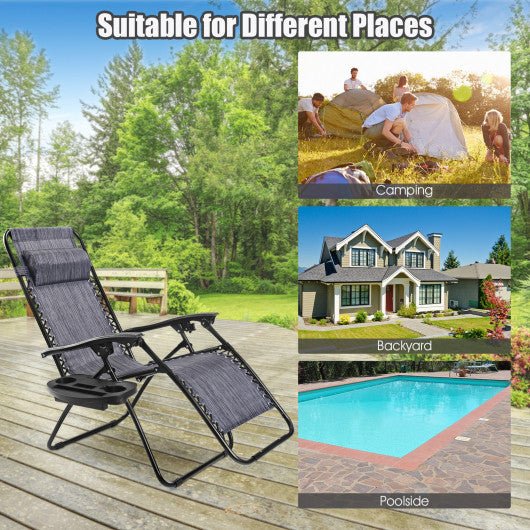  - 2 Pieces Folding Recliner Zero Gravity Lounge Chair - Outdoor Style Company