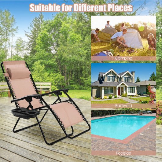  - 2 Pieces Folding Recliner Zero Gravity Lounge Chair - Outdoor Style Company