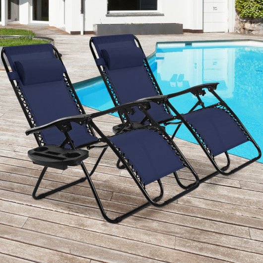  - 2 Pieces Folding Recliner Zero Gravity Lounge Chair - Outdoor Style Company