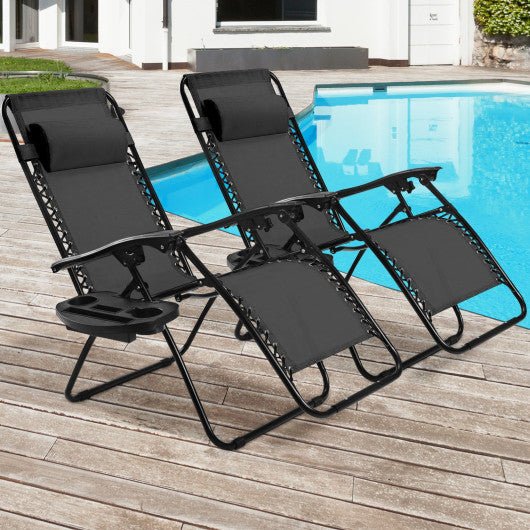  - 2 Pieces Folding Recliner Zero Gravity Lounge Chair - Outdoor Style Company