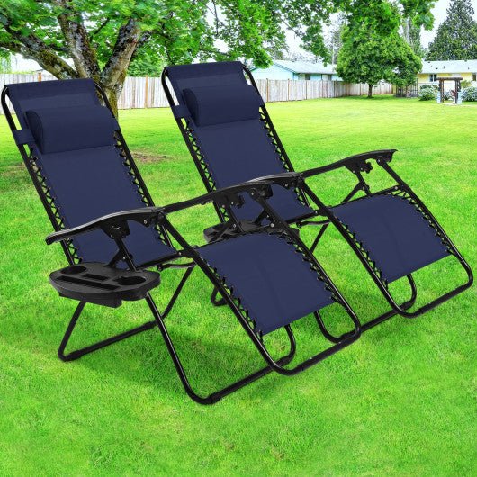  - 2 Pieces Folding Recliner Zero Gravity Lounge Chair - Outdoor Style Company