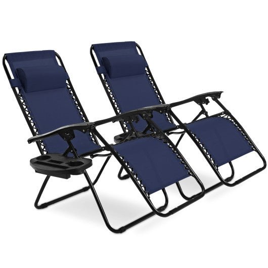  - 2 Pieces Folding Recliner Zero Gravity Lounge Chair - Outdoor Style Company