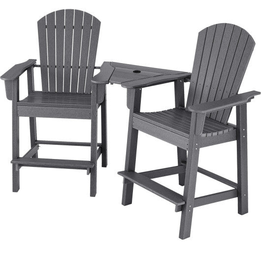  - 2 Pieces HDPE Tall Adirondack Chair with Middle Connecting Tray - Outdoor Style Company