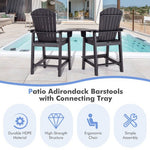  - 2 Pieces HDPE Tall Adirondack Chair with Middle Connecting Tray - Outdoor Style Company