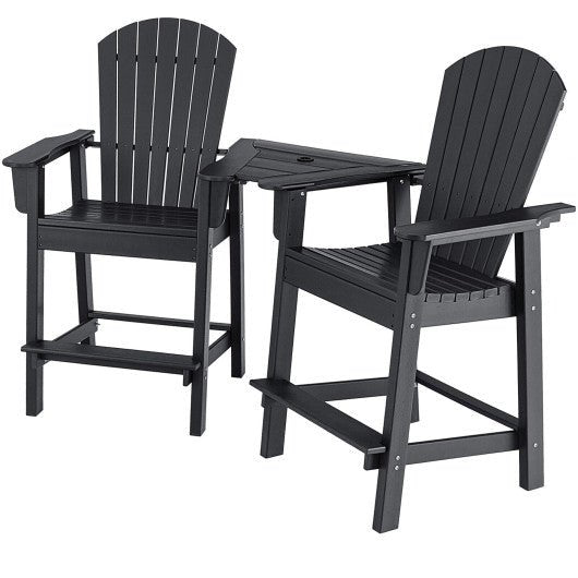 - 2 Pieces HDPE Tall Adirondack Chair with Middle Connecting Tray - Outdoor Style Company