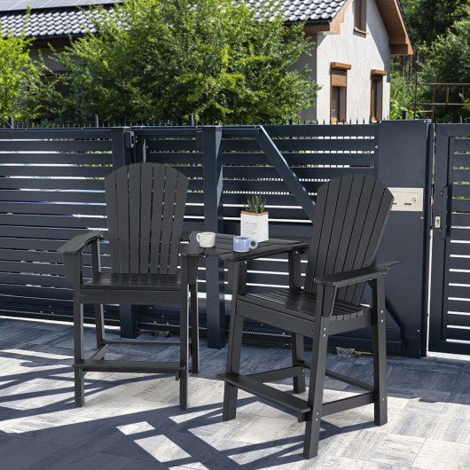  - 2 Pieces HDPE Tall Adirondack Chair with Middle Connecting Tray - Outdoor Style Company