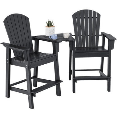  - 2 Pieces HDPE Tall Adirondack Chair with Middle Connecting Tray - Outdoor Style Company