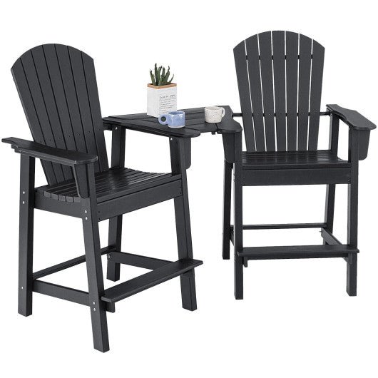  - 2 Pieces HDPE Tall Adirondack Chair with Middle Connecting Tray - Outdoor Style Company