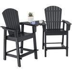  - 2 Pieces HDPE Tall Adirondack Chair with Middle Connecting Tray - Outdoor Style Company