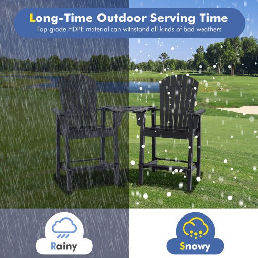  - 2 Pieces HDPE Tall Adirondack Chair with Middle Connecting Tray - Outdoor Style Company